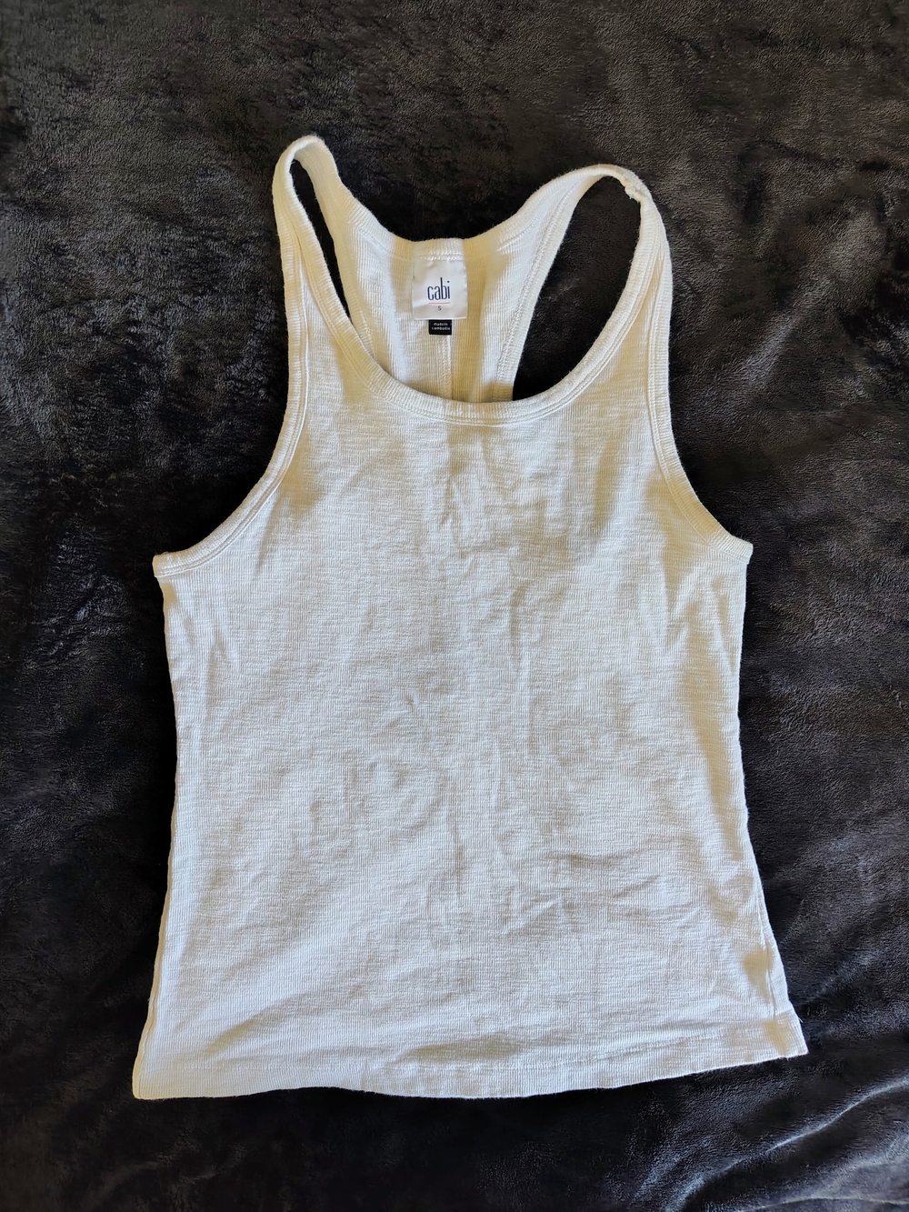 CAbi Cream Ribbed Racerback Tank